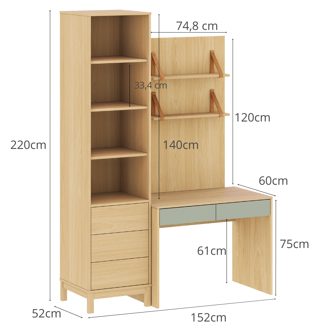 Escrivaninha Infantil em MDF com Torre e Painel | 3 Módulos