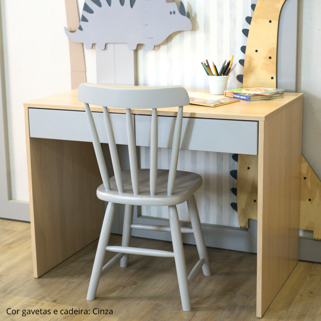Escrivaninha Arcos para quarto de criança acabamento cinza