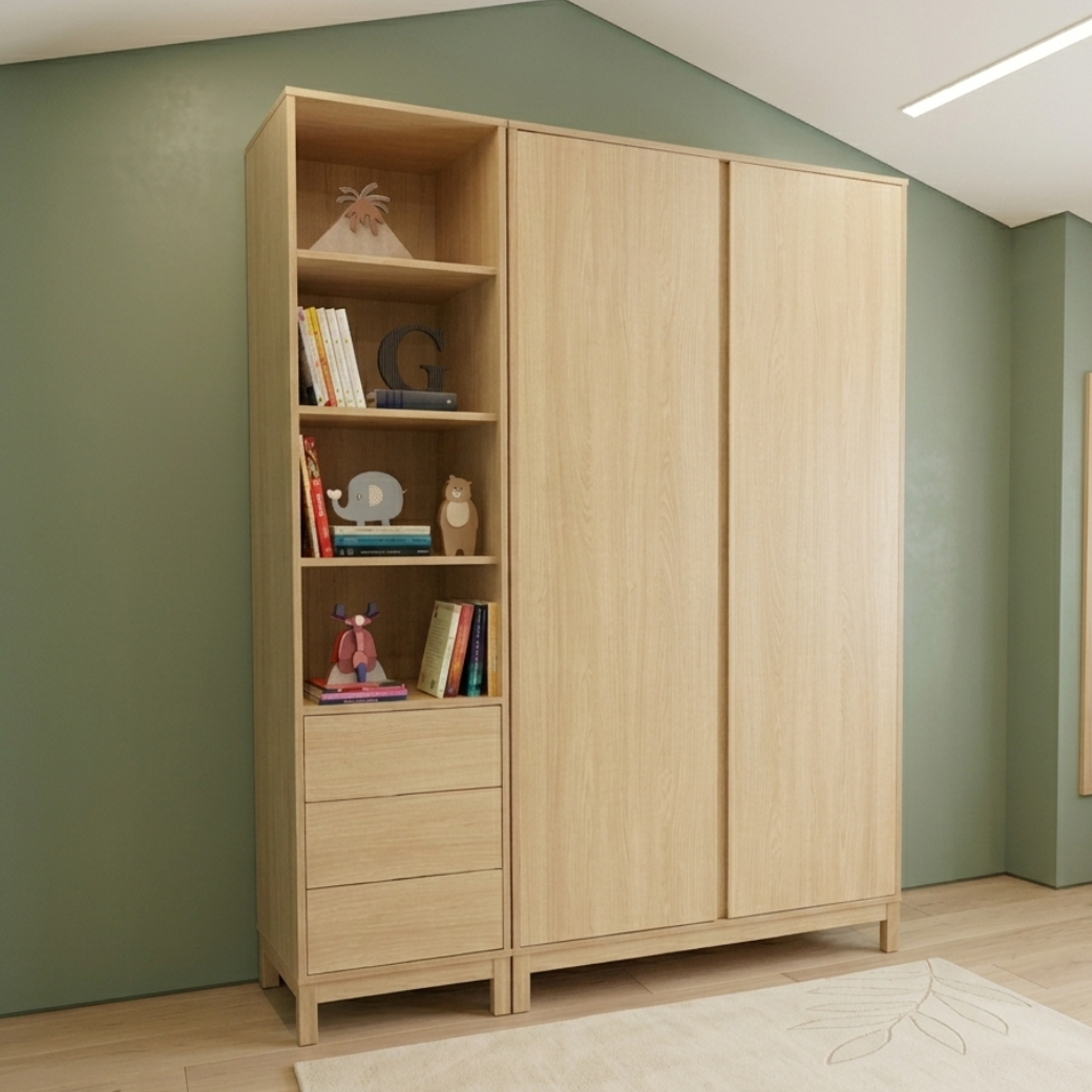 Roupeiro Soley 2 Portas e Torre com Prateleiras | MDF 18mm