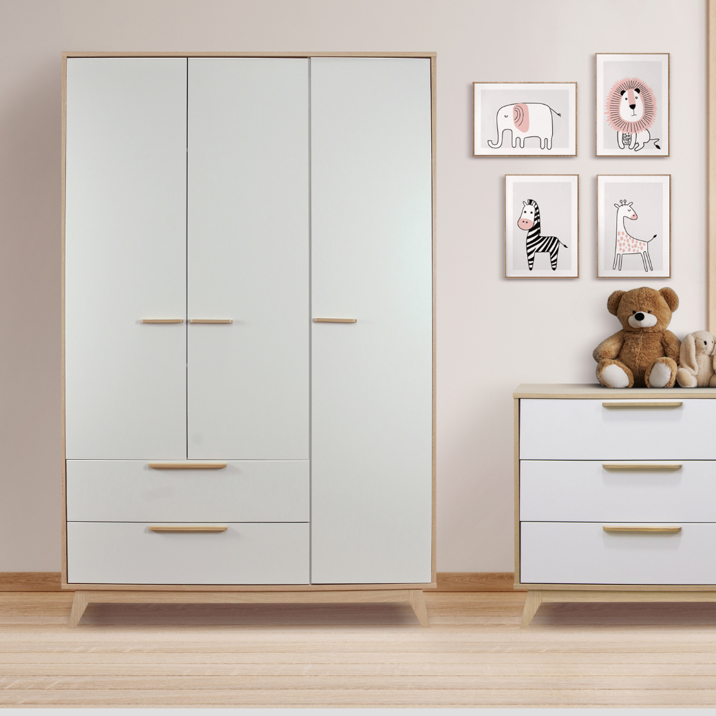 Guarda Roupa Infantil Petit Branco com Carvalho
