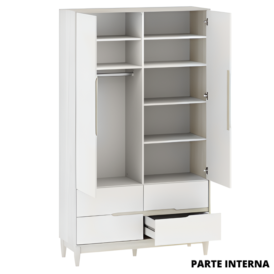 Guarda Roupa 2 Portas Branco Fosco Linha Tomi