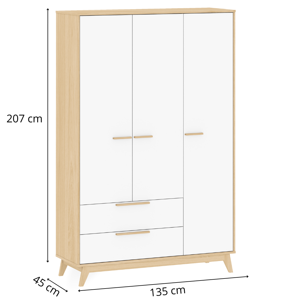 Guarda Roupa Infantil Petit Branco com Carvalho