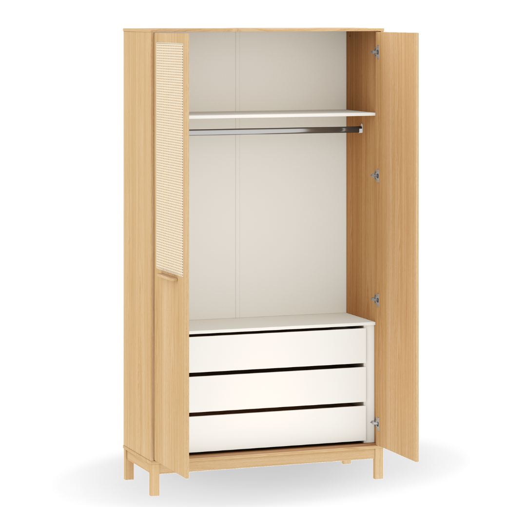 Guarda Roupa Infantil 2 Portas Carvalho Malva Linha Indy