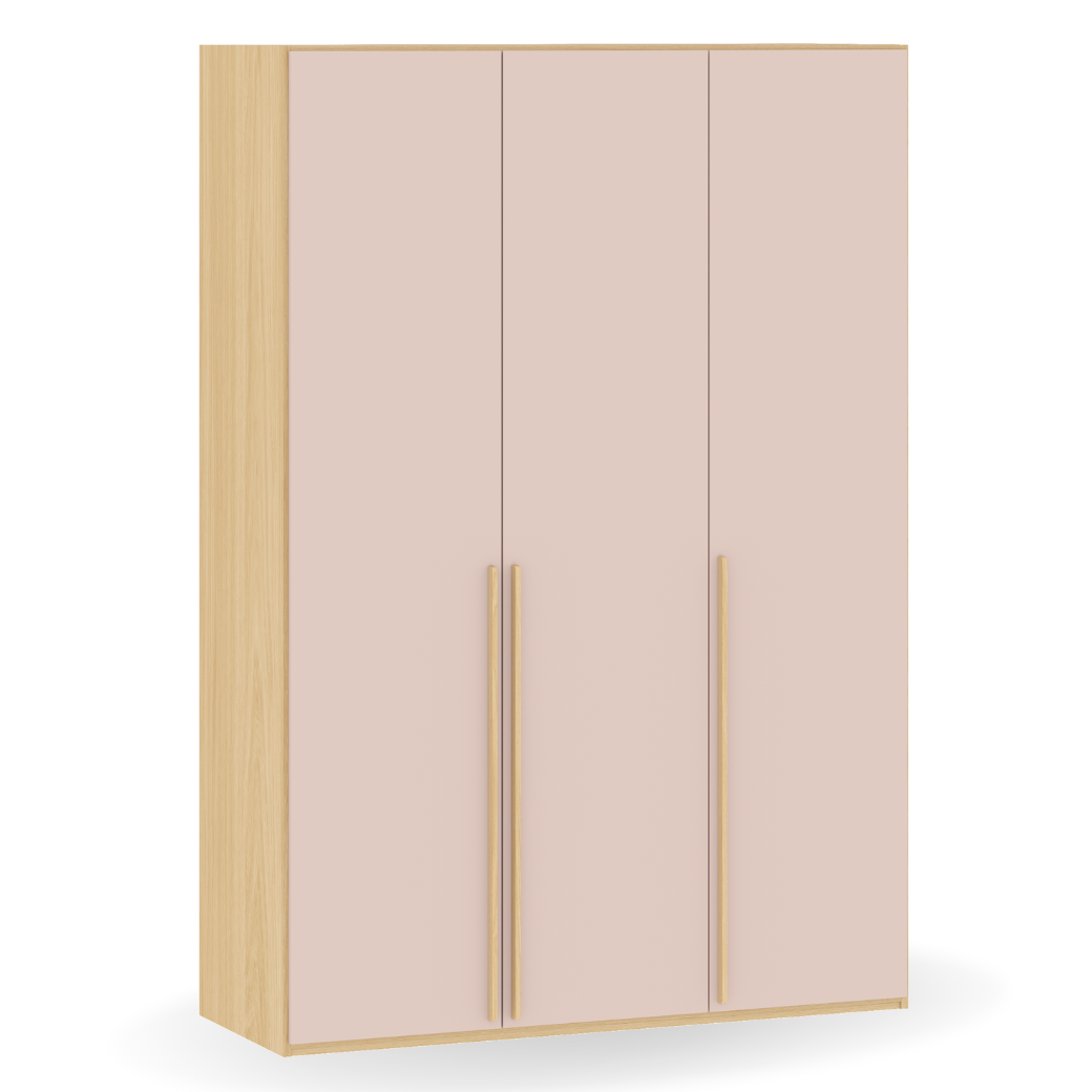 Guarda Roupa 3 Portas Rosa com Carvalho Malva Linha Join
