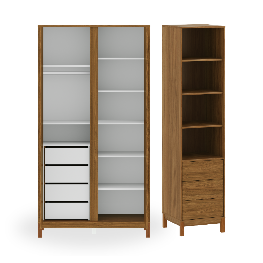 Imagem do Guarda roupa com nicho organizador da parte interna.