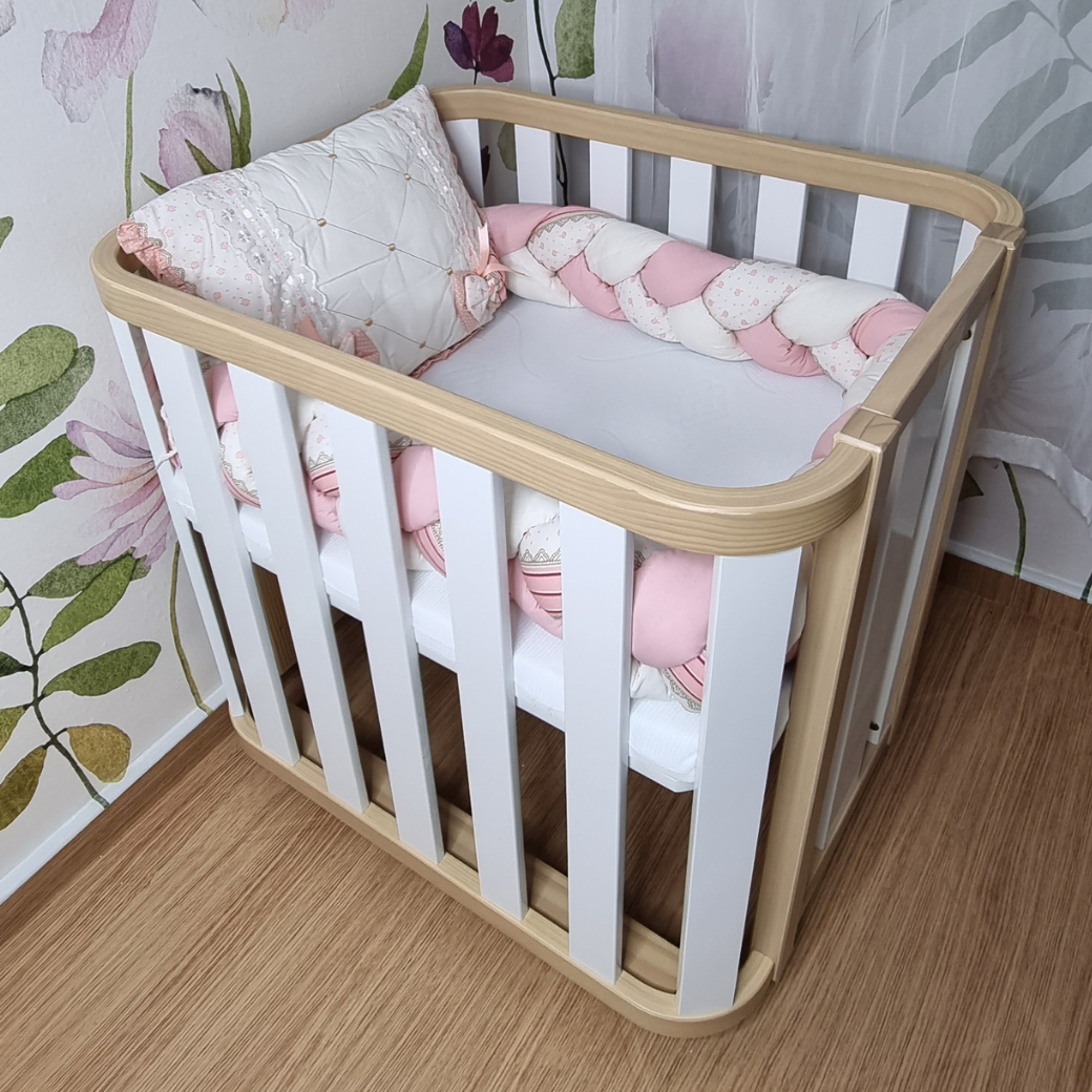 Berço 3 em 1 Evolutivo Linha Loop Branco com Madeira
