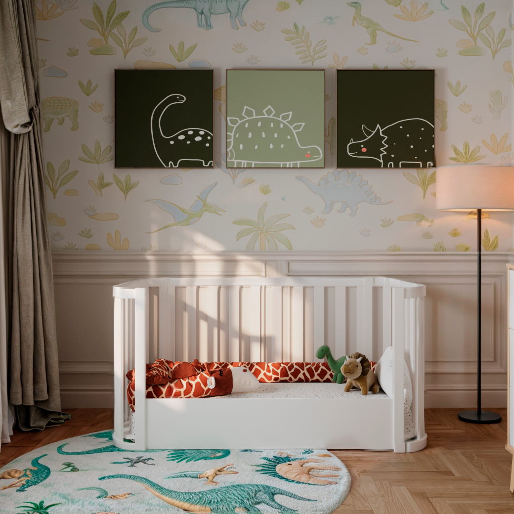 Berço Evolutivo 3 em 1 Loop e Cômoda 6 gavetas Cozy Branco Fosco