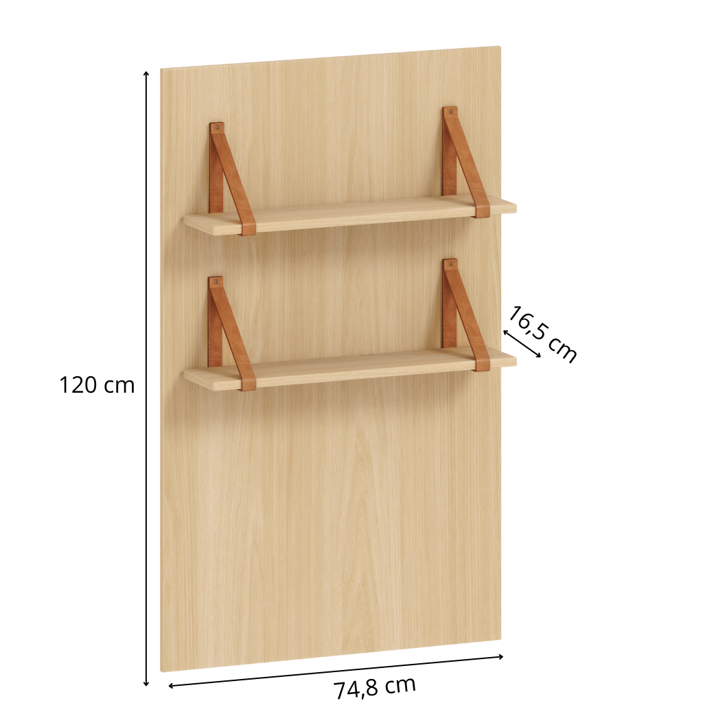 Painel com 2 Prateleiras de MDF Carvalho Malva Linha Tomi