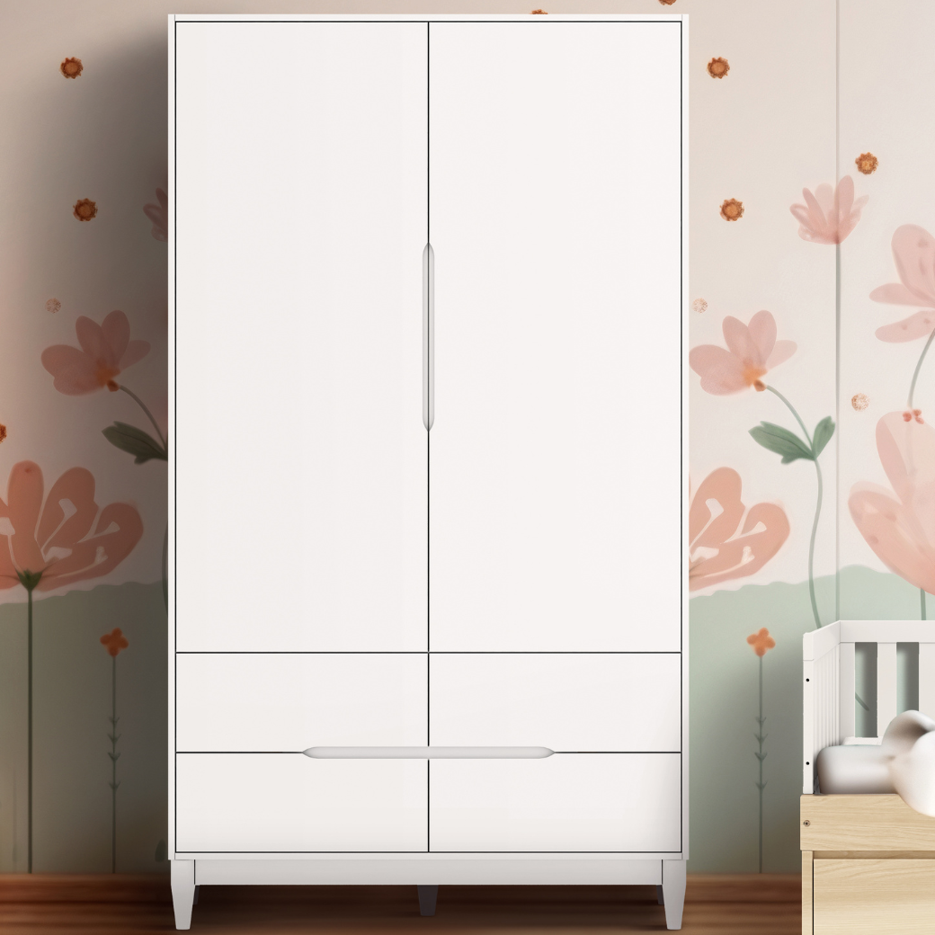 Guarda Roupa 2 Portas Branco Fosco Linha Tomi