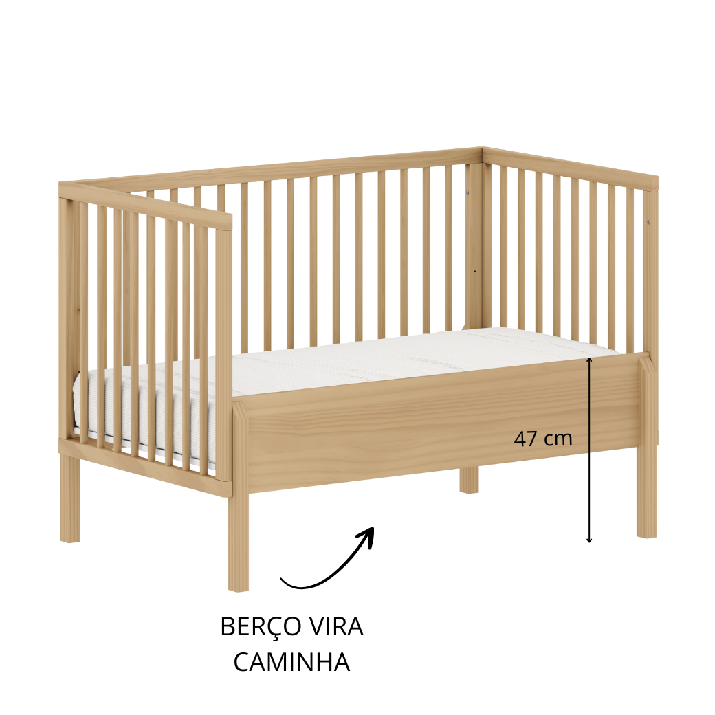 Berço de Bebê 2 em 1 Evolutivo de Madeira Linha Bold