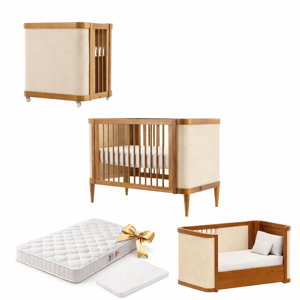 Berço de Madeira Maciça Paglia 3 em 1 | Nogueira