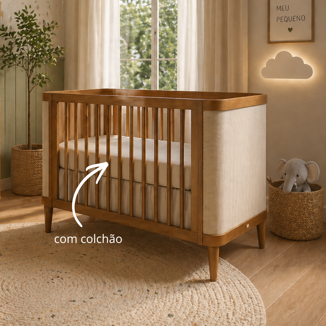 Colchão para o berço tamanho padrão americano.