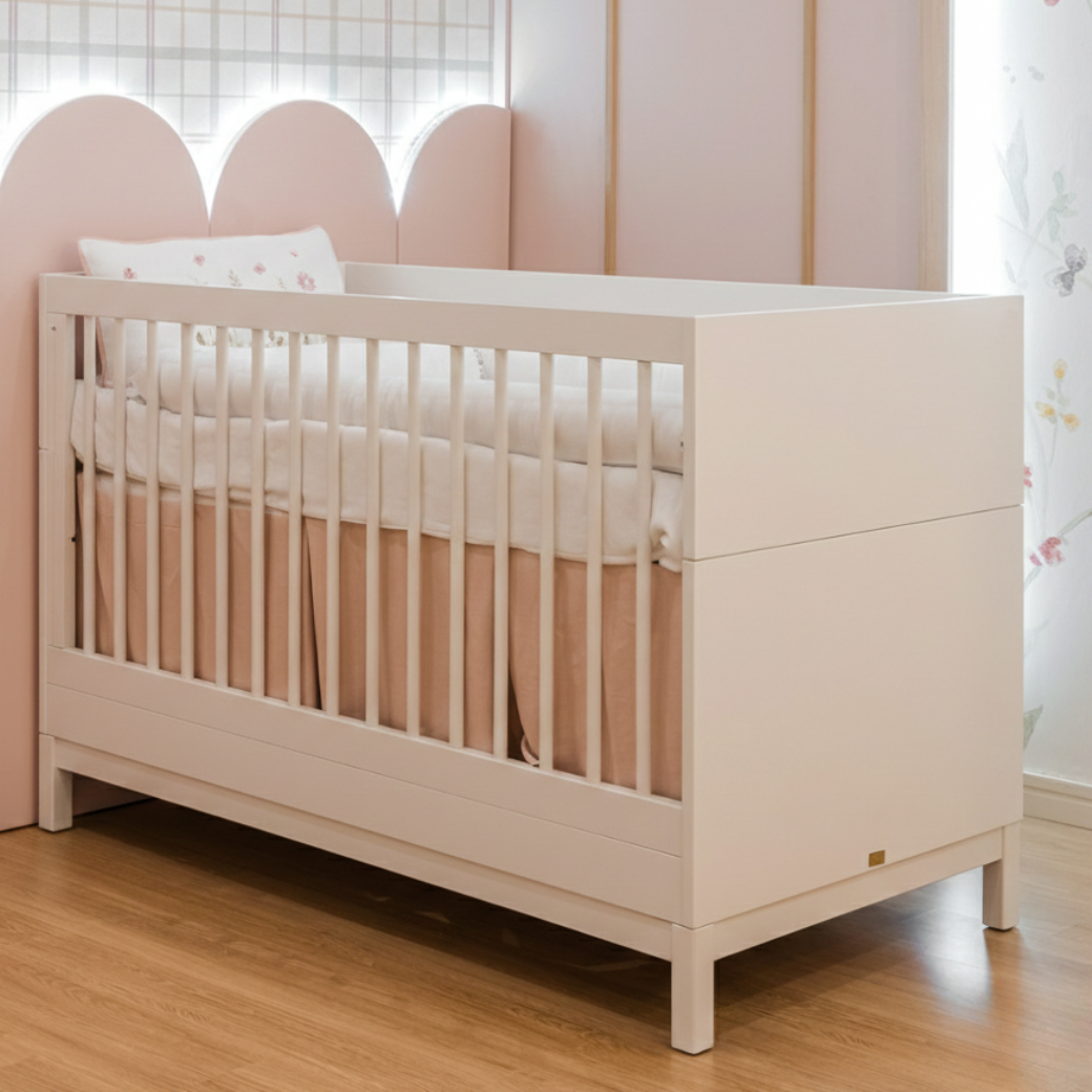 Berço Americano 2 em 1 Cozy Branco Fosco | Vira Mini Cama