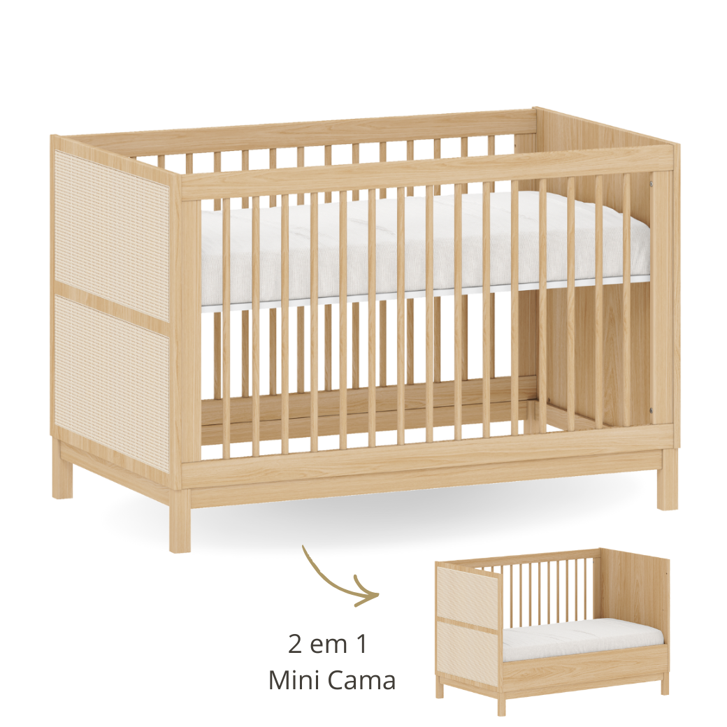 Berço 2 em 1 Indy com Palhinha | Carvalho Malva