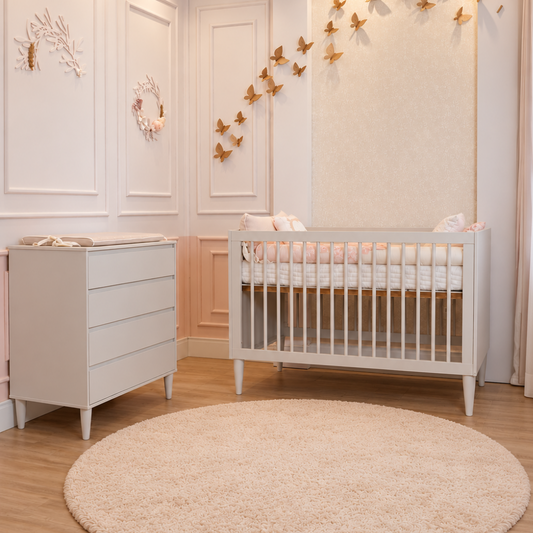 Quarto de Bebê Completo Areia Berço Evolutivo 2 em 1 e Cômoda 4 Gavetas