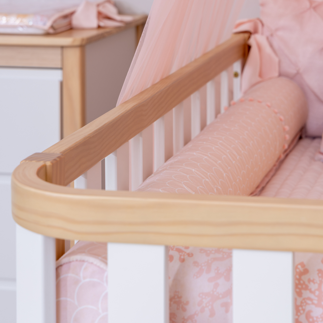 Conjunto Berço vira Cama e Cômoda Madeira Maciça 6 gavetas