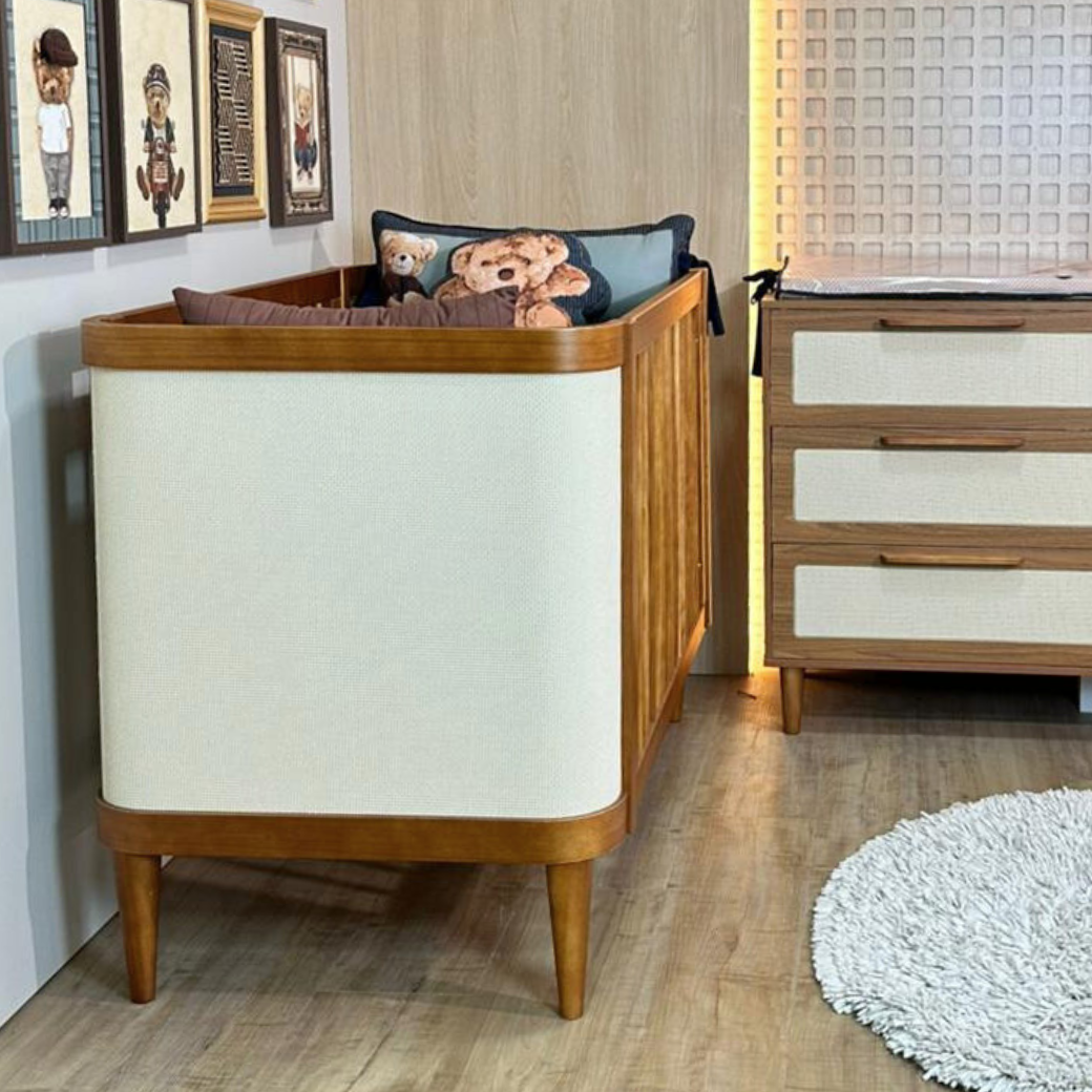 Berço de Madeira Maciça Paglia 3 em 1 | Nogueira