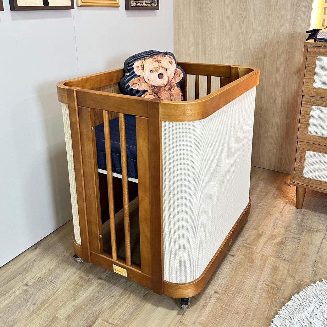 Berço de Madeira Maciça Paglia 3 em 1 | Nogueira