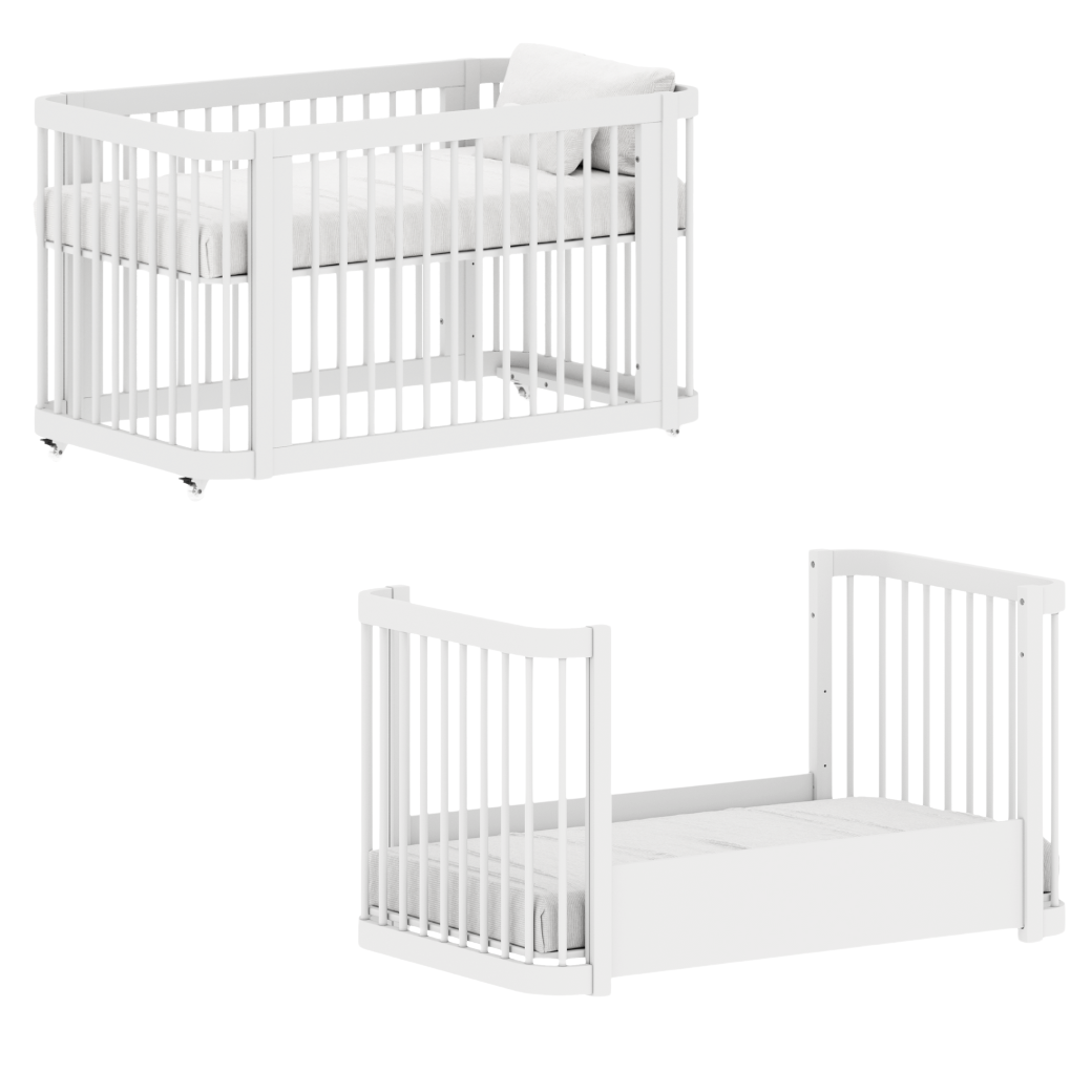 Conjunto Berço Evolutivo vira Cama e Cômoda 6 gavetas Tomi