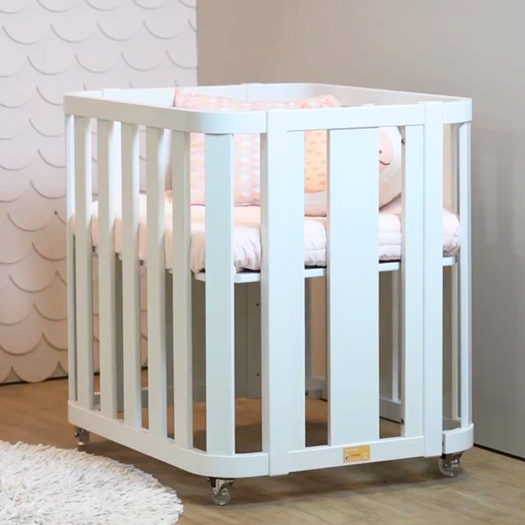 Berço Evolutivo 3 em 1 Loop e Cômoda 6 gavetas Cozy | Branco Fosco