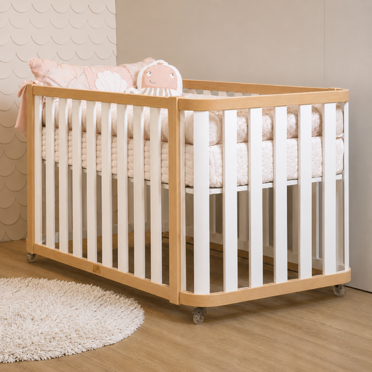 Berço 3 em 1 Evolutivo Linha Loop Branco com Madeira
