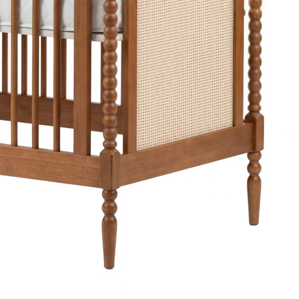 Berço Madeira Maciça Nogueira com Rattan | Linha Solene