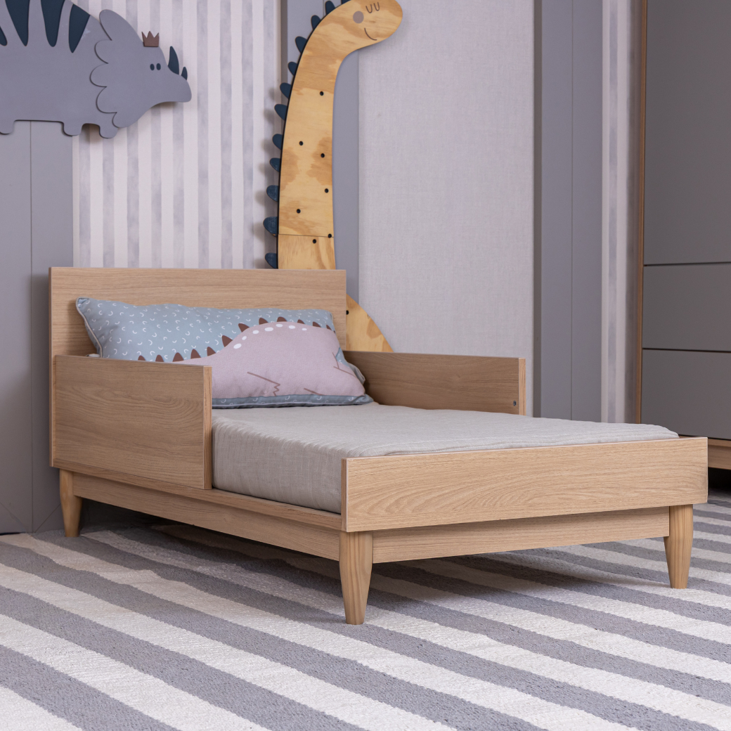 Quarto Completo Berço Cômoda e Guarda Roupa | Cinza com Carvalho Malva