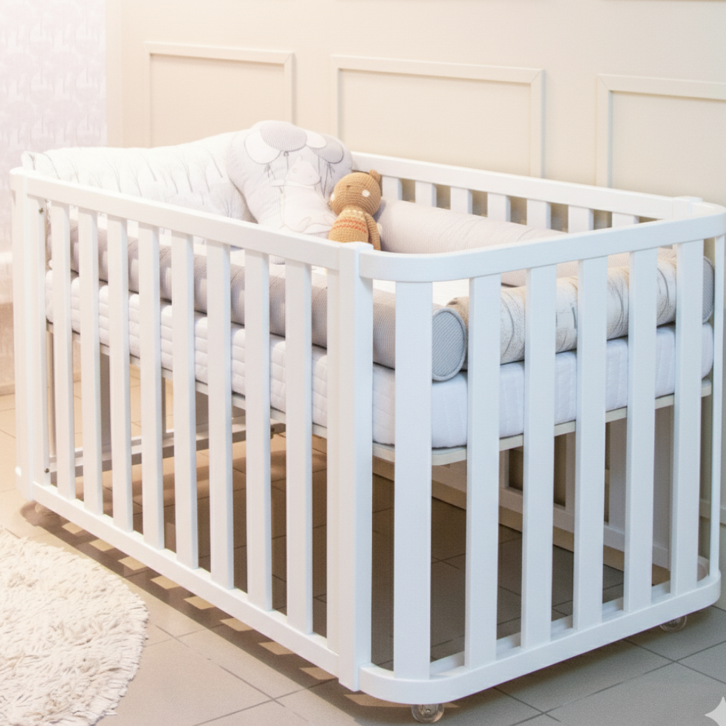 Berço Americano Branco para Bebê 2 em 1 Linha Loop