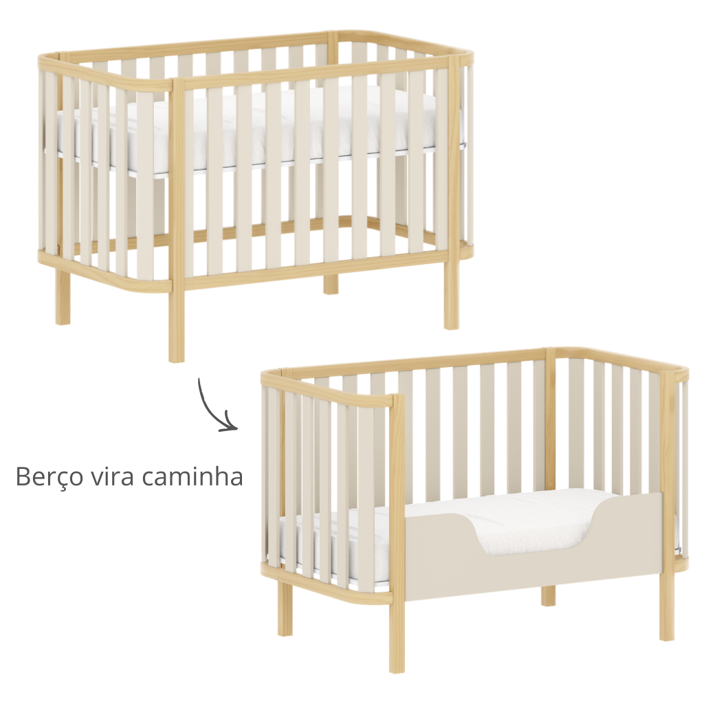 Conjunto Berço + Cômoda, funcionalidade, conforto e design.
