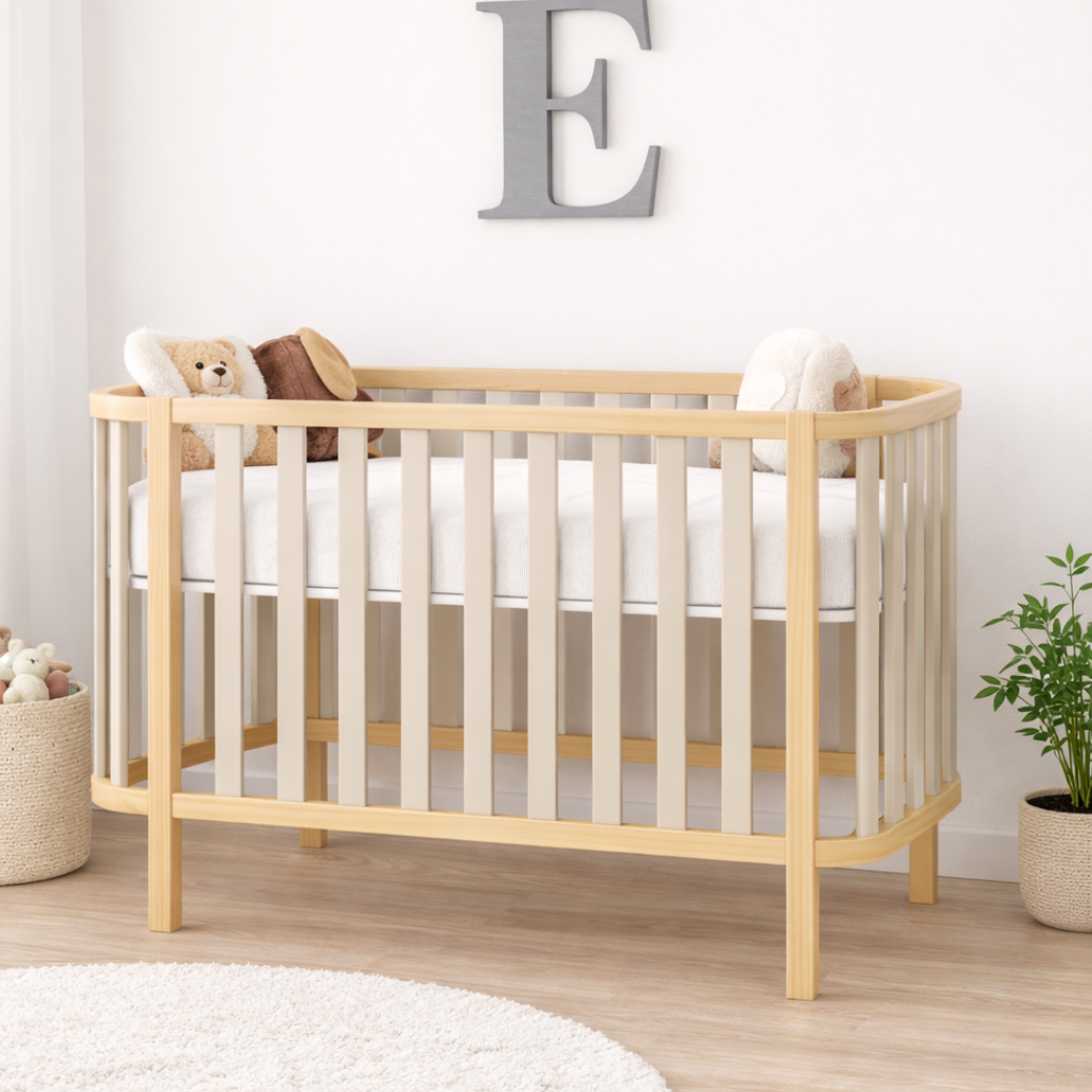 berço de madeira maciça areia softy 2 em 1 estrutura resistente e segura