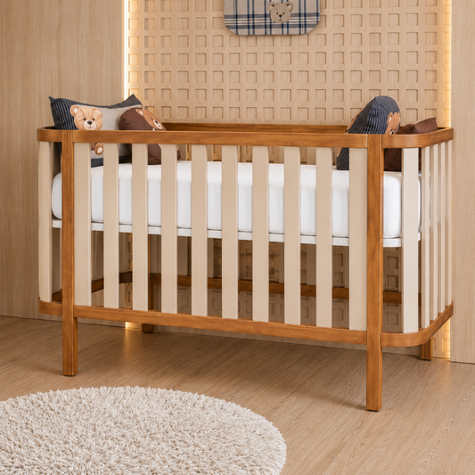 Berço Madeira Maciça e MDF laqueado Areia | Linha Softy