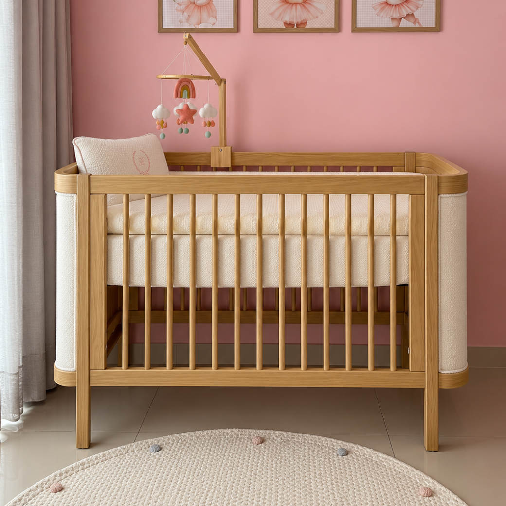 Berço Madeira Maciça 2 em 1 e Cômoda 135cm | Linha Soley