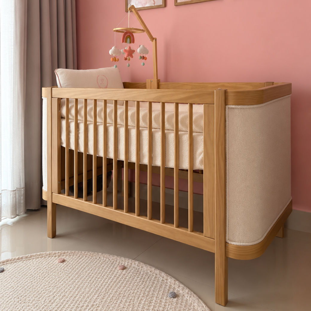 Berço Madeira Maciça 2 em 1 e Cômoda 135cm | Linha Soley