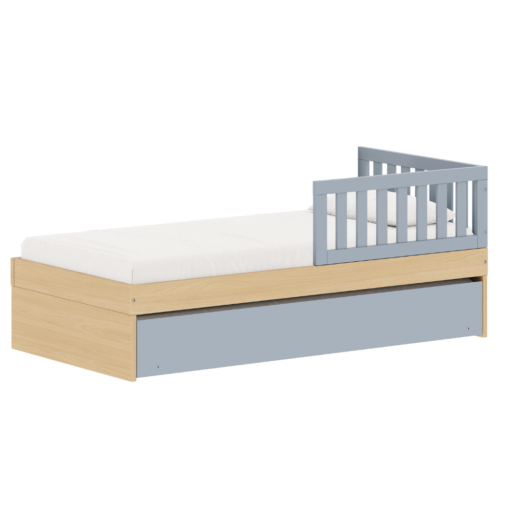 Bicama Infantil com Proteção Lateral Linha Play Carvalho Malva com Azul