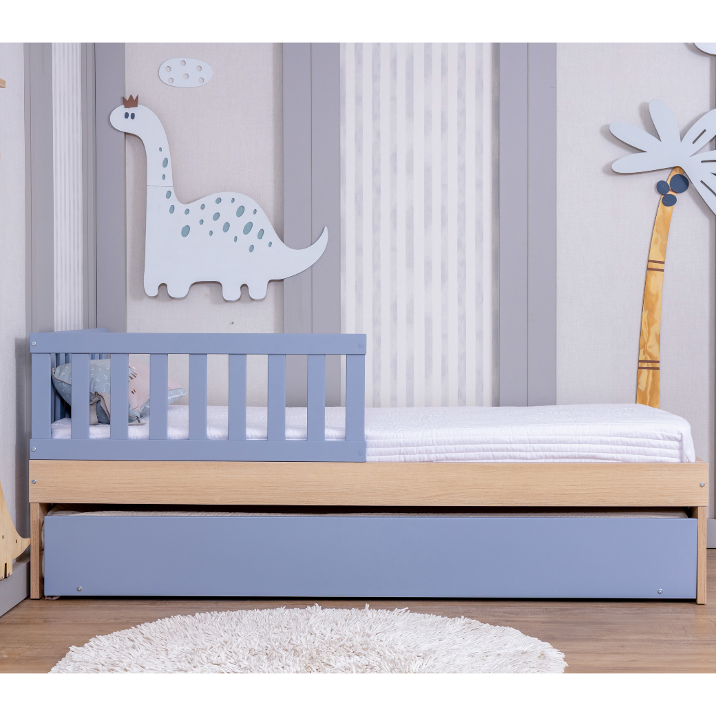 Bicama Infantil com Proteção Lateral Linha Play Carvalho Malva com Azul