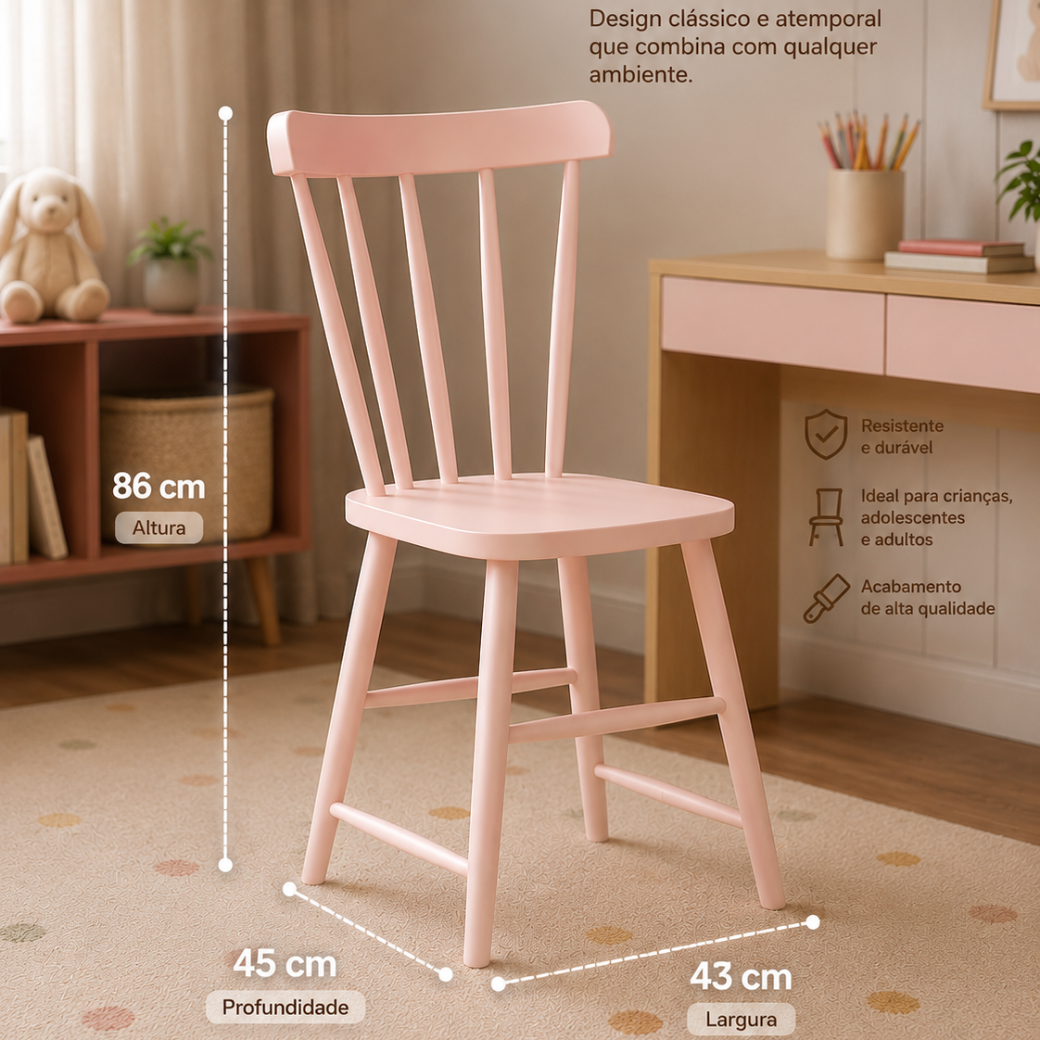 Cadeira de Madeira para Quarto Infantil