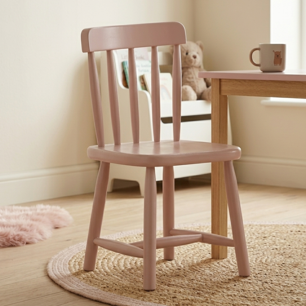Cadeirinha Infantil Premium de Madeira Maciça Quater Rosa