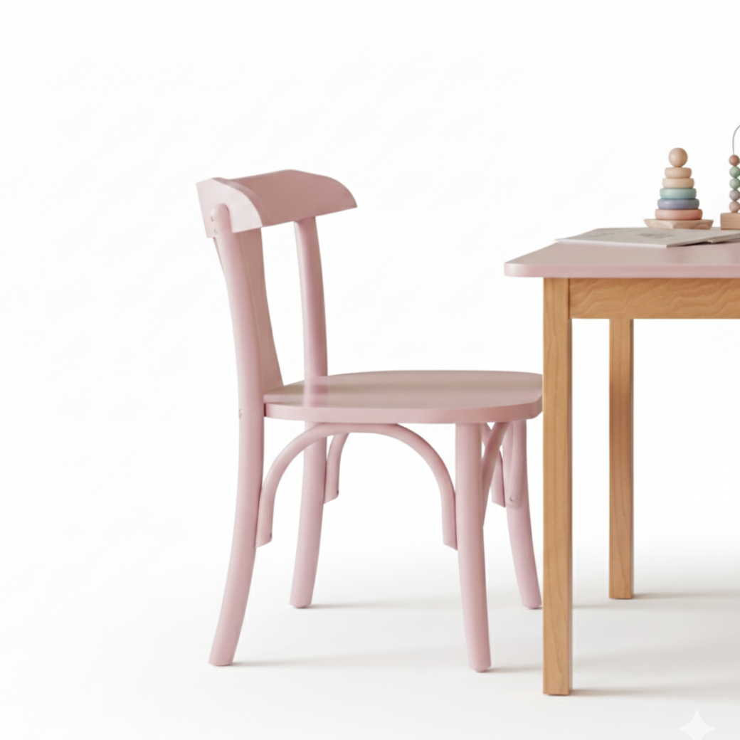 Cadeirinha Infantil Madeira Premium cor Rosa. Madeira de alto padrão, cadeira de qualidade premium para o quarto infantil.