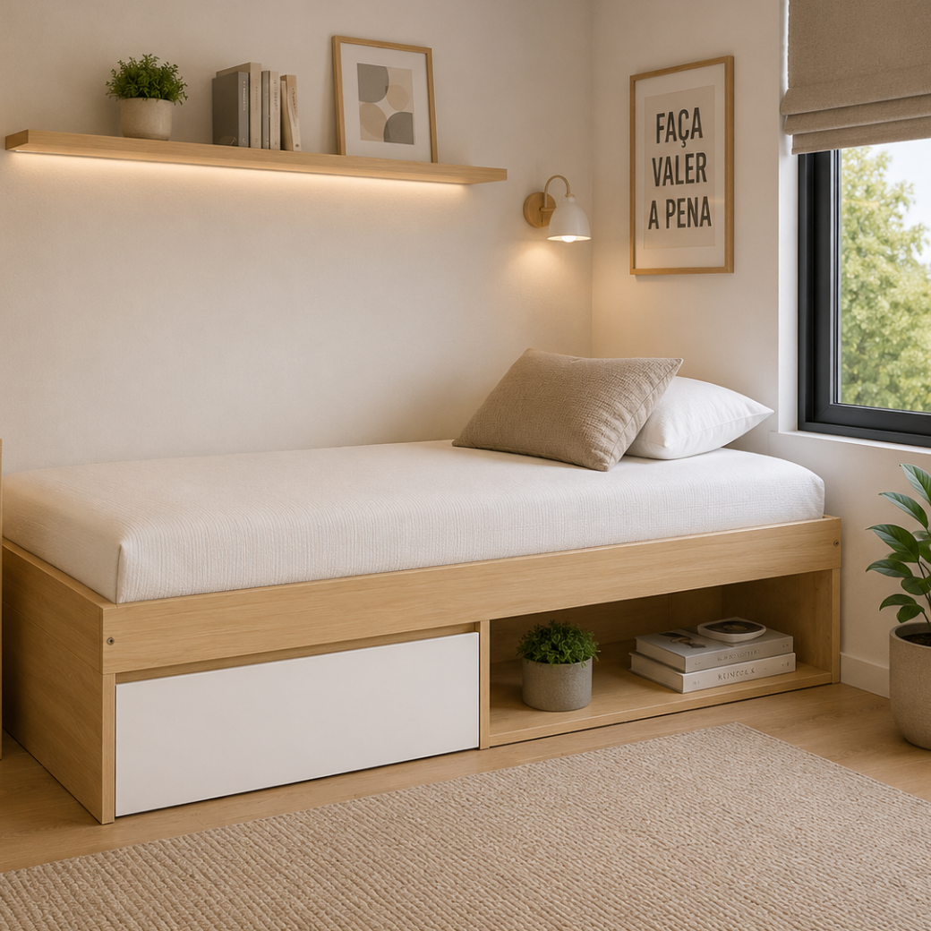 Cama Infantil com Gaveta e Nicho Multifuncional | Linha Play