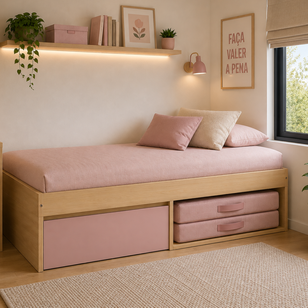 Cama Infantil com Gaveta e Nicho Multifuncional | Linha Play