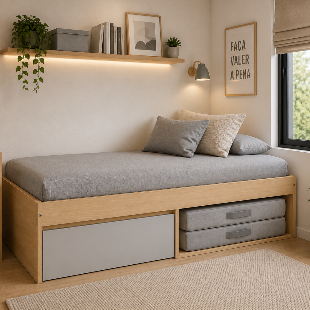Cama Infantil com Gaveta e Nicho Multifuncional | Linha Play