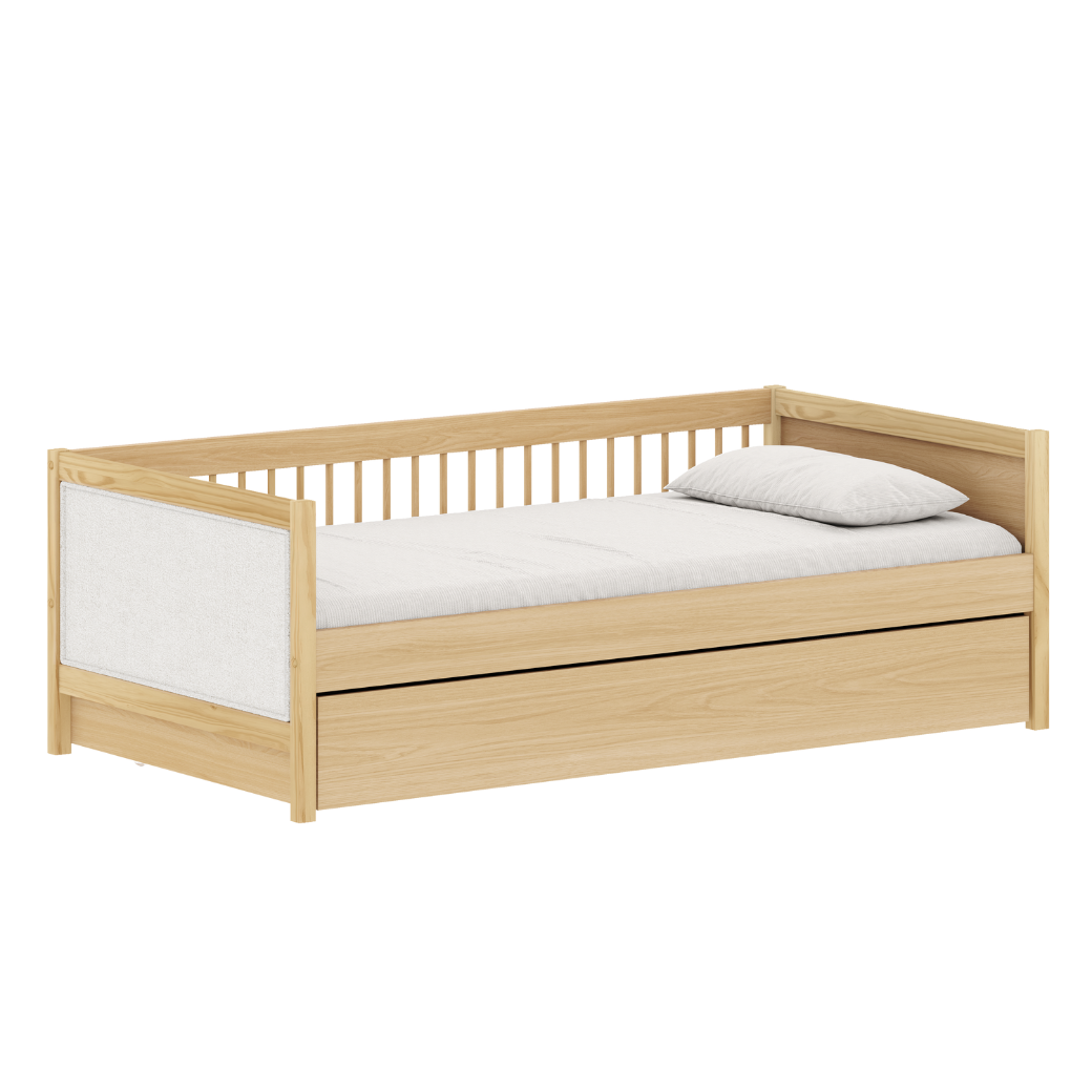 Cama com Auxiliar em Mdf e Tecido Bouclé Linha Soley