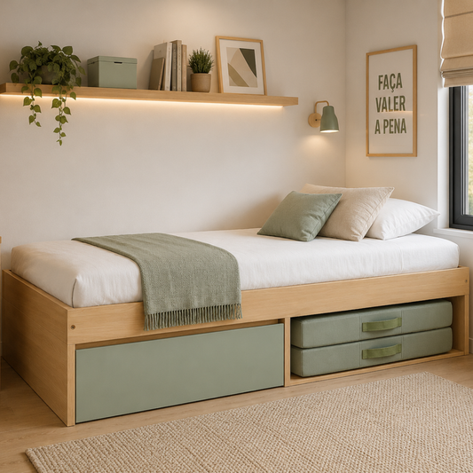 Cama Infantil com Gaveta e Nicho Multifuncional | Linha Play