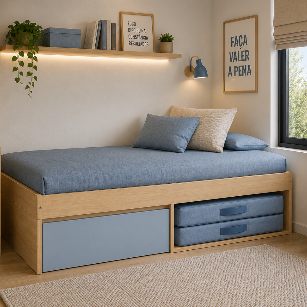 Cama Infantil com Gaveta e Nicho Multifuncional | Linha Play