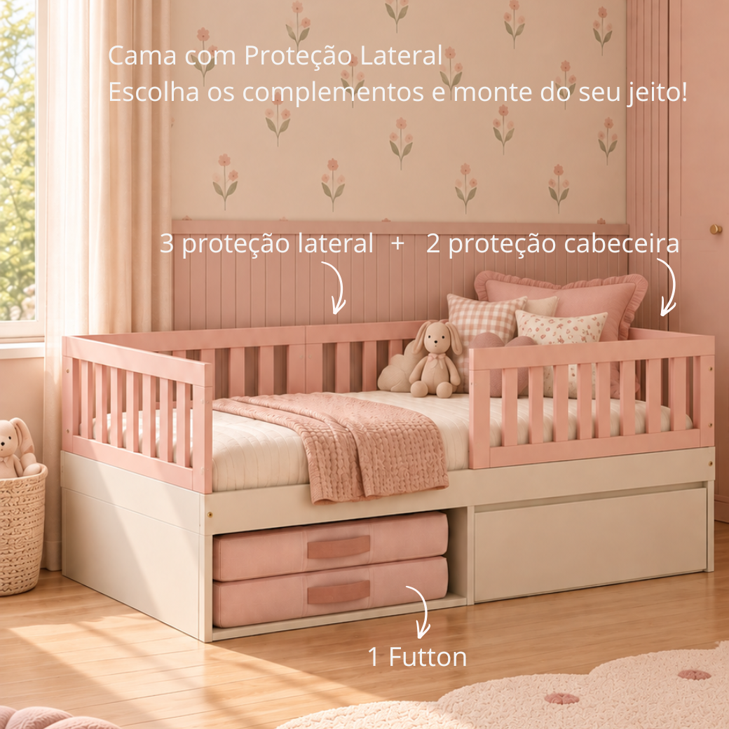 Cama Infantil com 1 gaveta Linha Play - Cama Personalizável Várias Cores e Acessórios