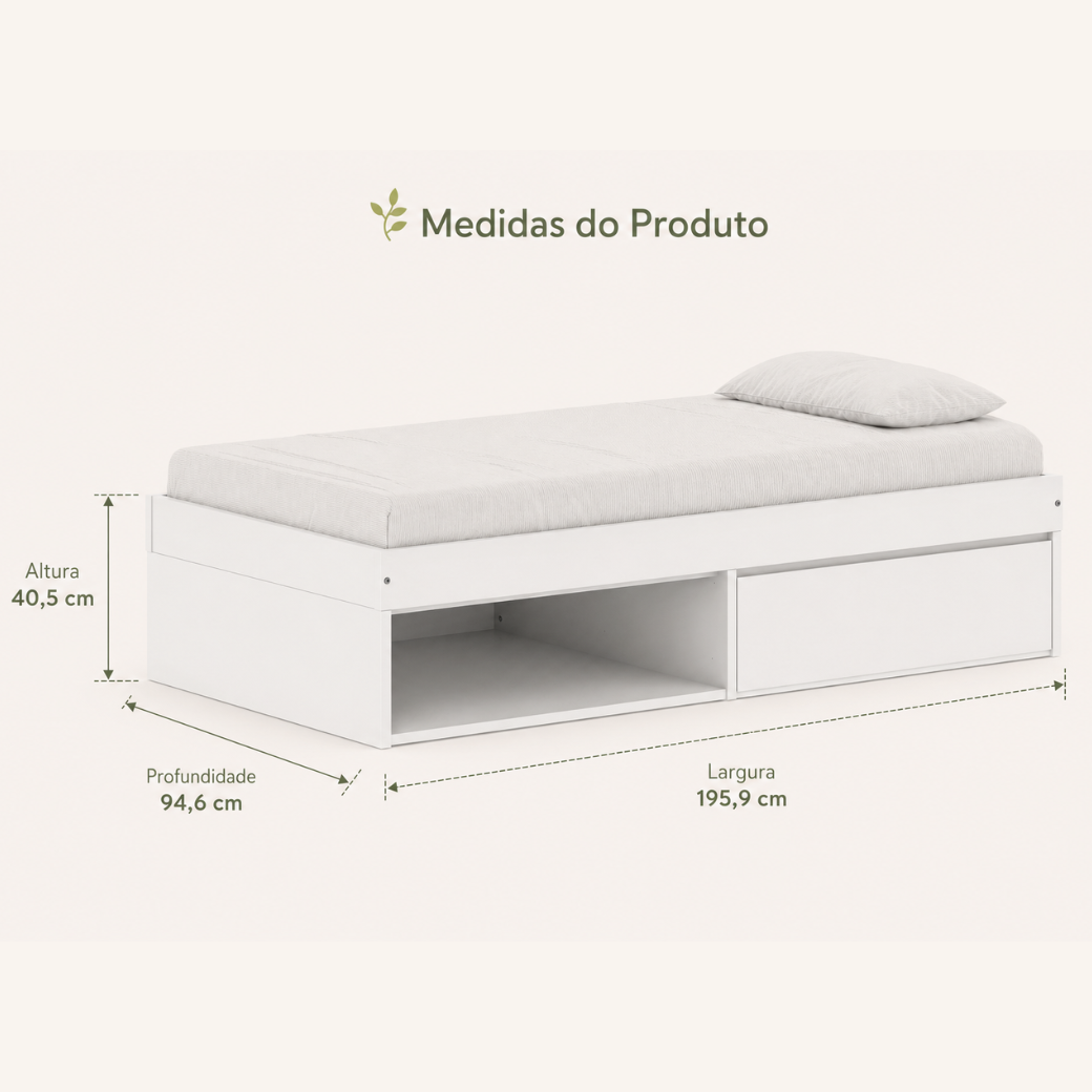 Cama linha Play, medidas padrão para colchão de 1,88x 0,88