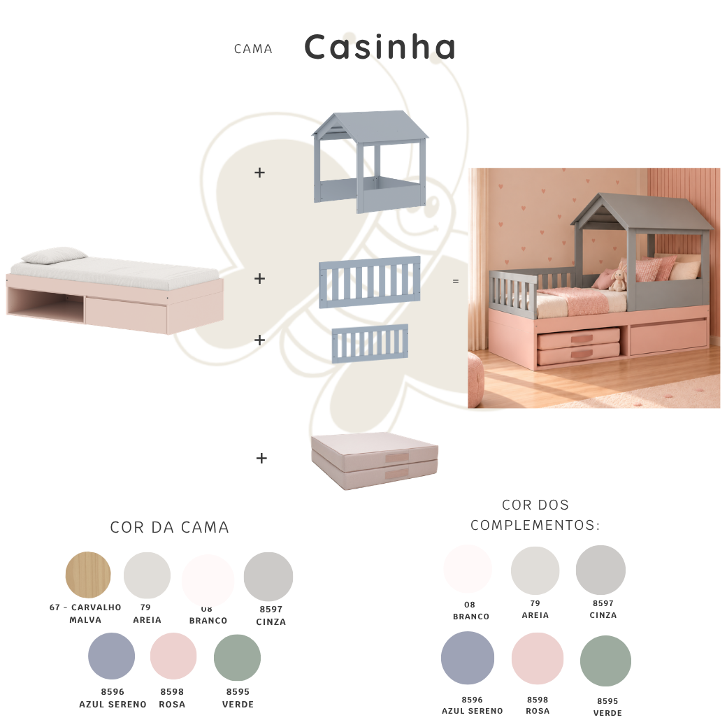 Cama Infantil com 1 gaveta Linha Play - Cama Personalizável Várias Cores e Acessórios