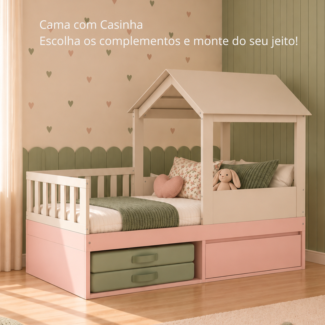 Cama Infantil com 1 gaveta Linha Play - Cama Personalizável Várias Cores e Acessórios