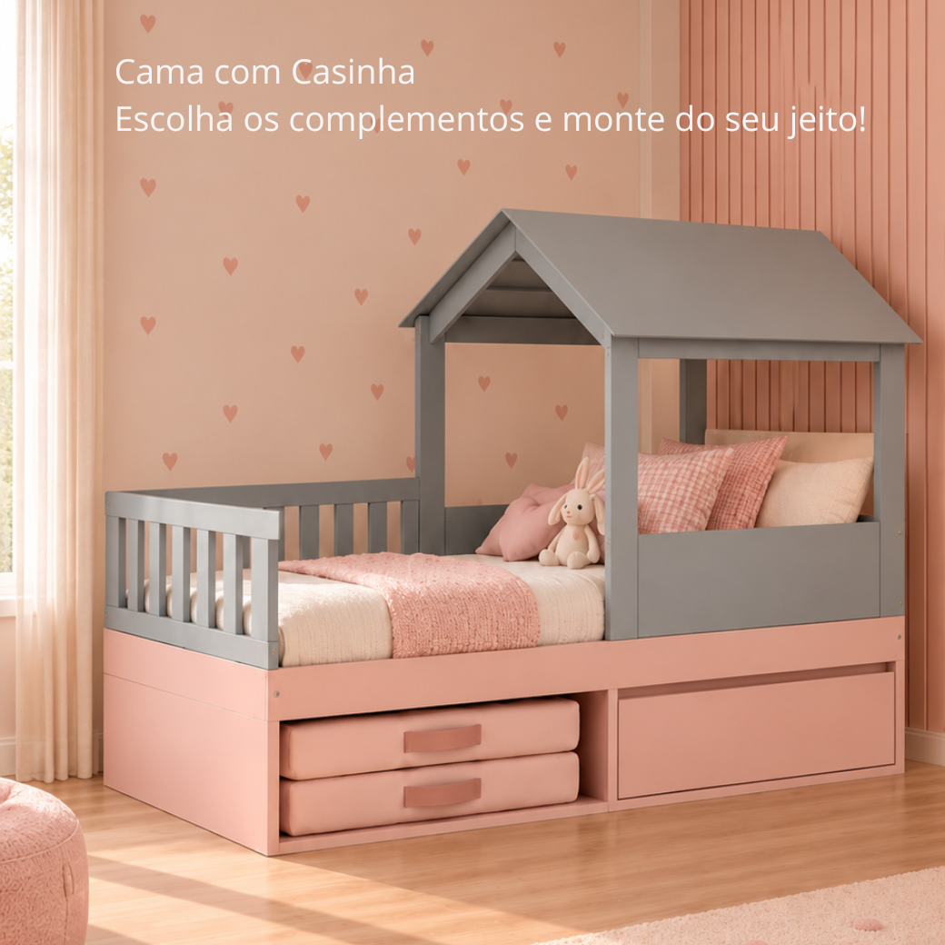 Cama Infantil com 1 gaveta Linha Play - Cama Personalizável Várias Cores e Acessórios