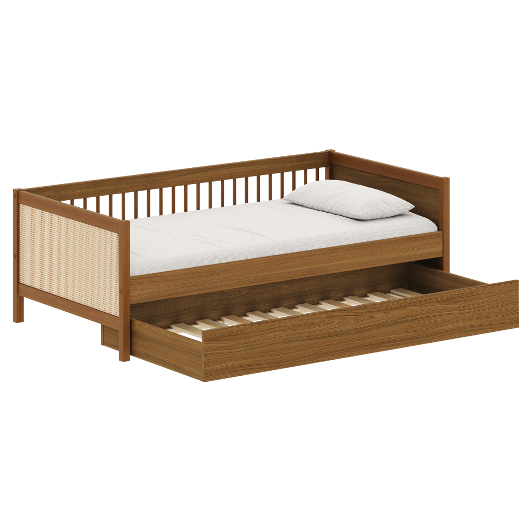 Cama Paglia Nogueira com Palhinha Natural e Cama Auxiliar